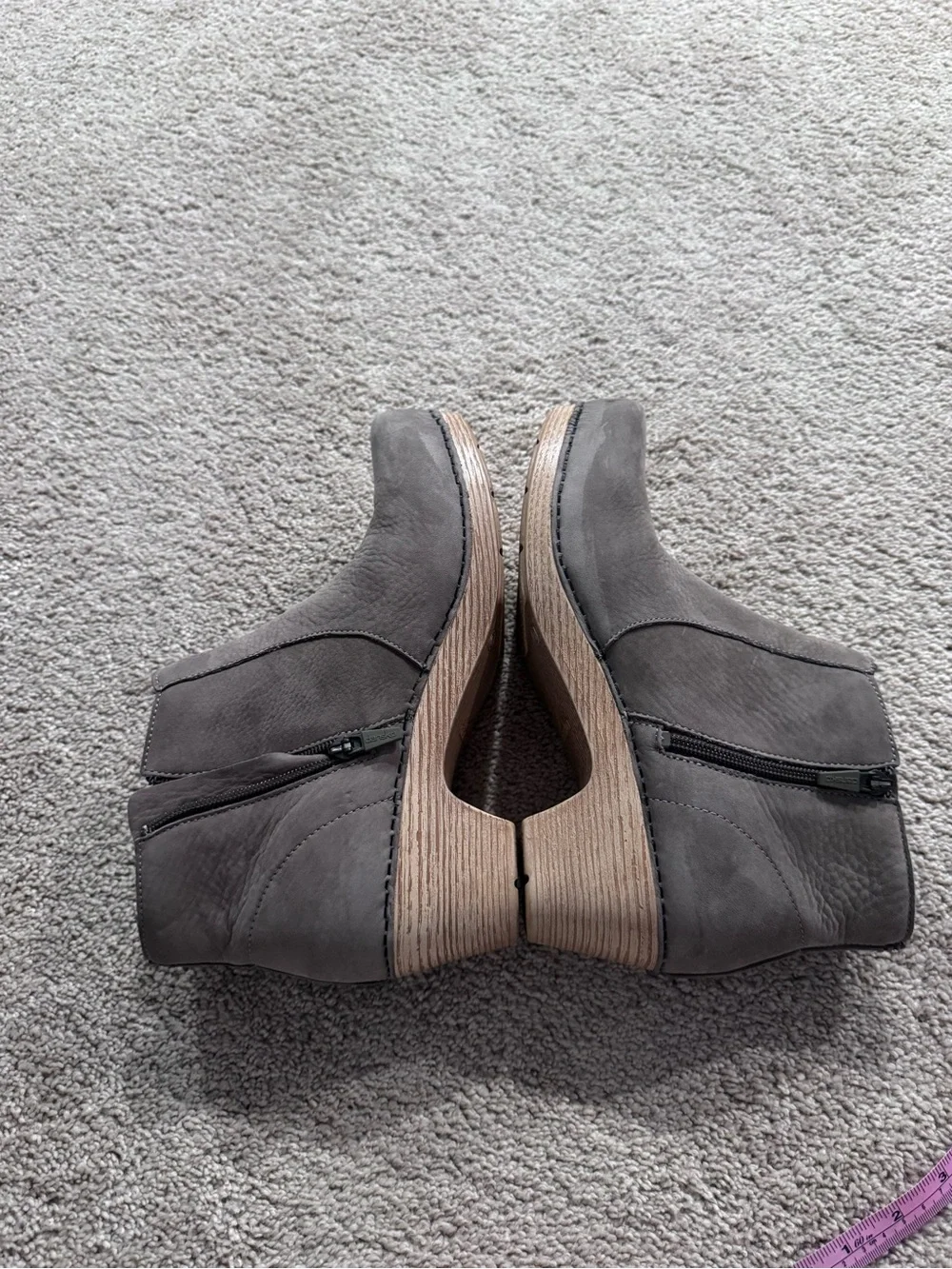Dansko Gray Leather Ankle Booties Boots Block Heel Women’s US Size 10.5 - 11